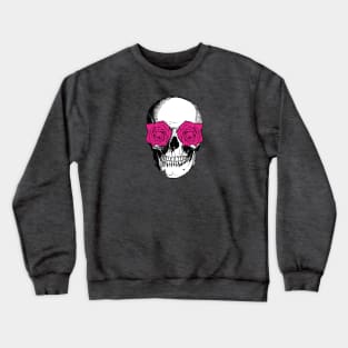 Skull and Roses | Skull and Flowers | Skulls and Skeletons | Vintage Skulls | Pink Roses | Crewneck Sweatshirt